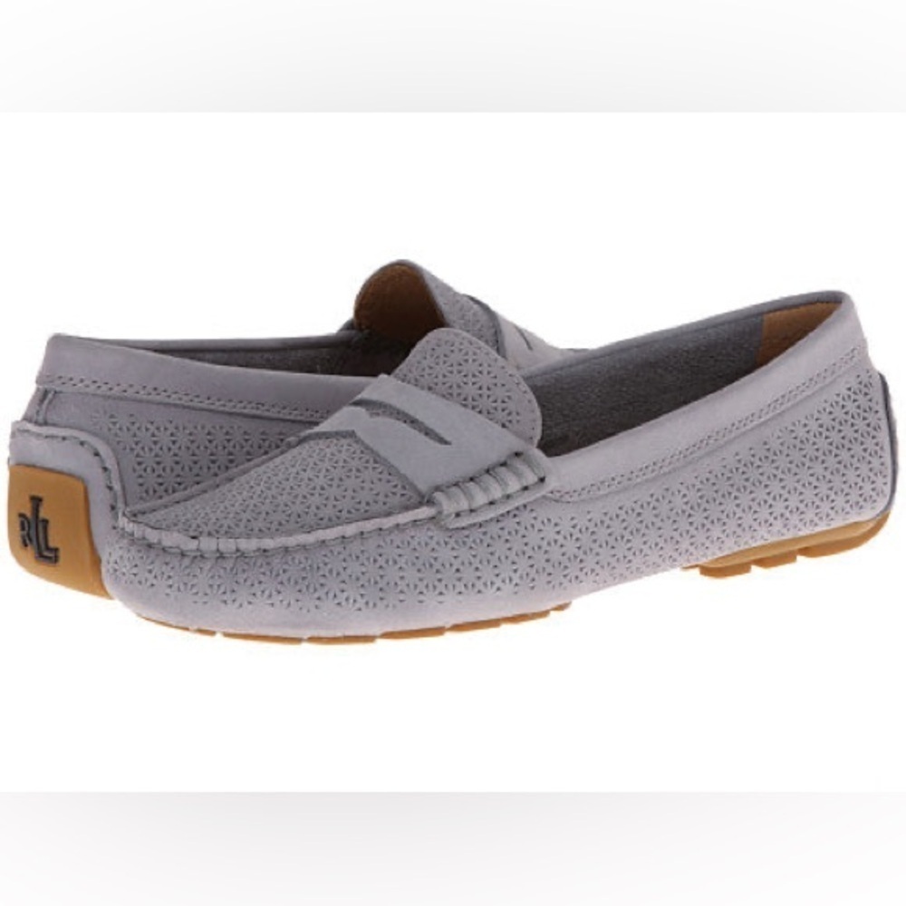Lauren Ralph Lauren Women’s Camila Moccasins Chambray Gray Driving Loafer 9.5